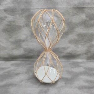 Hourglass 10" Glass & Knotted Jute Rope 45 Minute Timer Nautical Coastal Decor